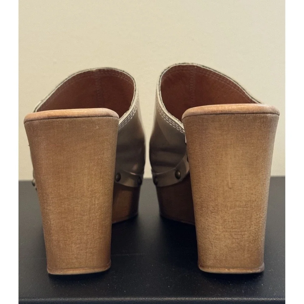 Penelope Chilvers Patent Leather Wedge Clogs Cream Anthropologie 39 8/8.5 $225